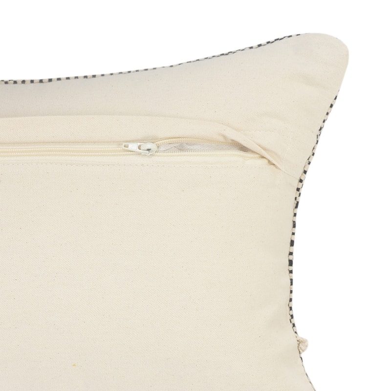 HomeRoots 20" X 20" Black And Off-White 100% Cotton Geometric Zippered Pillow