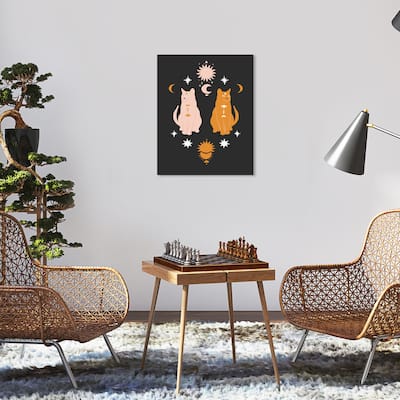 Wynwood Studio Canvas Holiday and Seasonal Midnight Loving Cats Black Modern & Contemporary Wall Art Canvas Print
