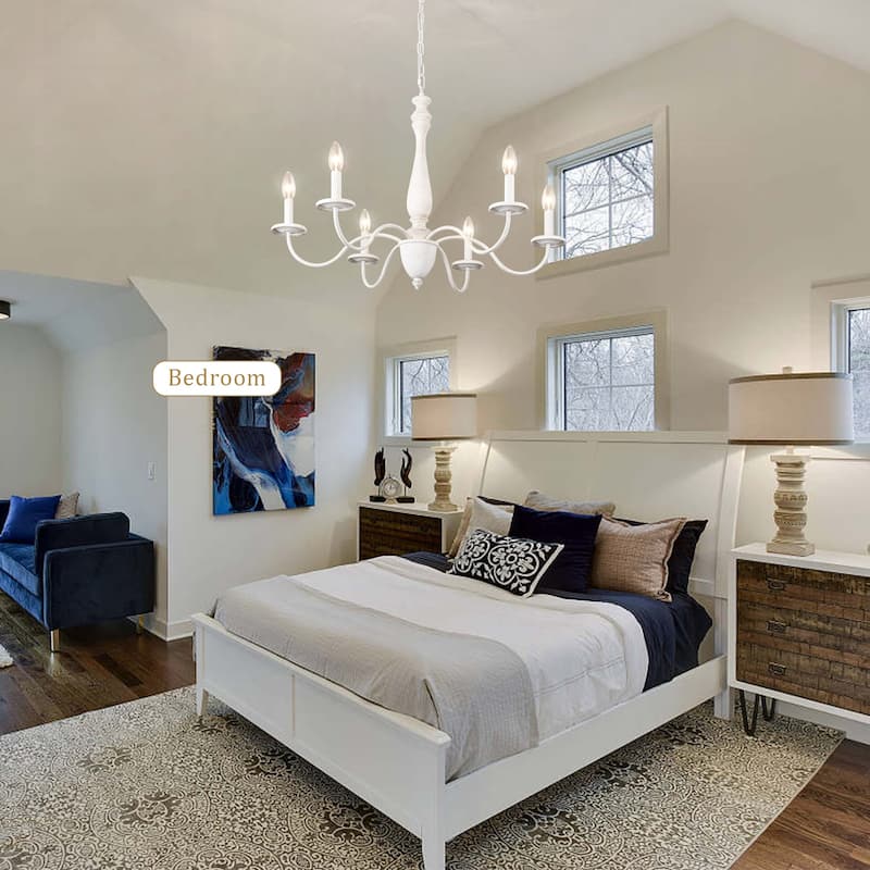 6-Light Rustic Farmhouse Chandelier Light for Bedroom Foyer Living Room