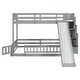 preview thumbnail 10 of 8, Grey Twin over Twin Bunk Bed with Safety Guardrails, Kids Beds with Slide and Storage Staircase