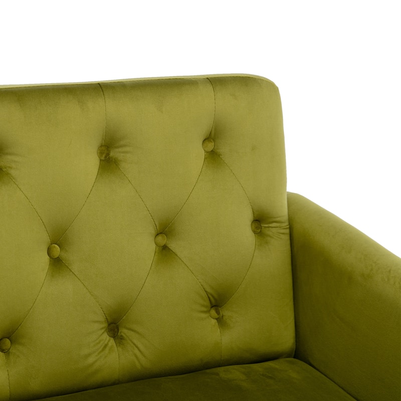 Olive Green 32.28" Tufted Accent Chair with Ottoman