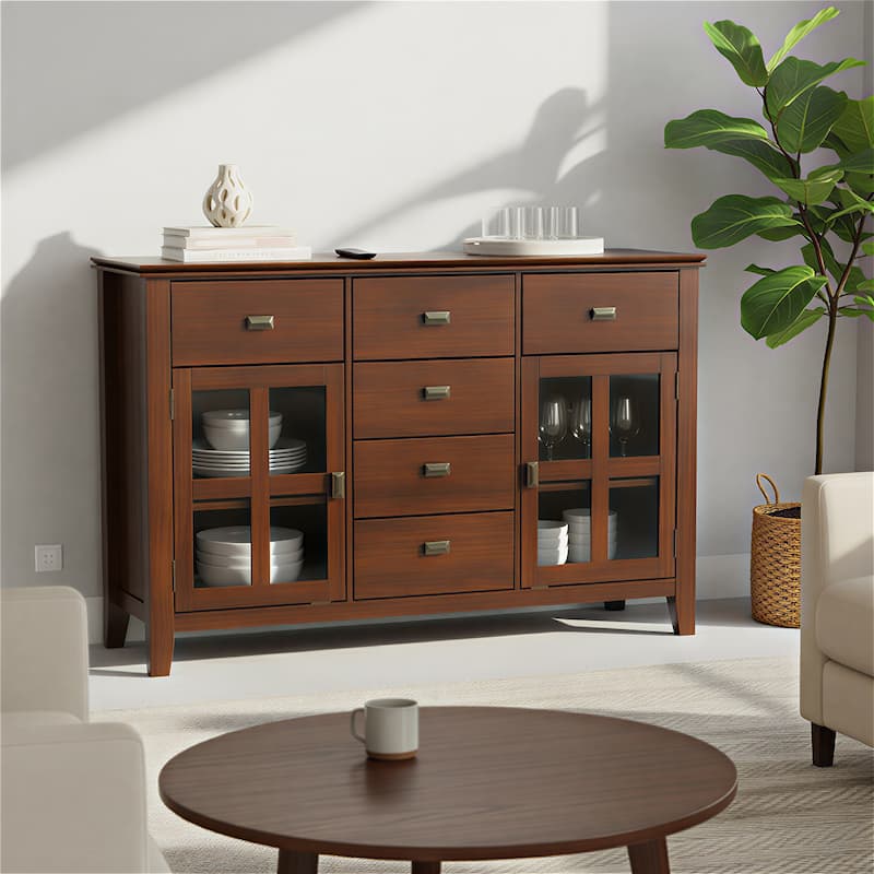 WYNDENHALL Stratford Solid Wood Transitional Sideboard Buffet - 54 inch Wide - Russet Brown