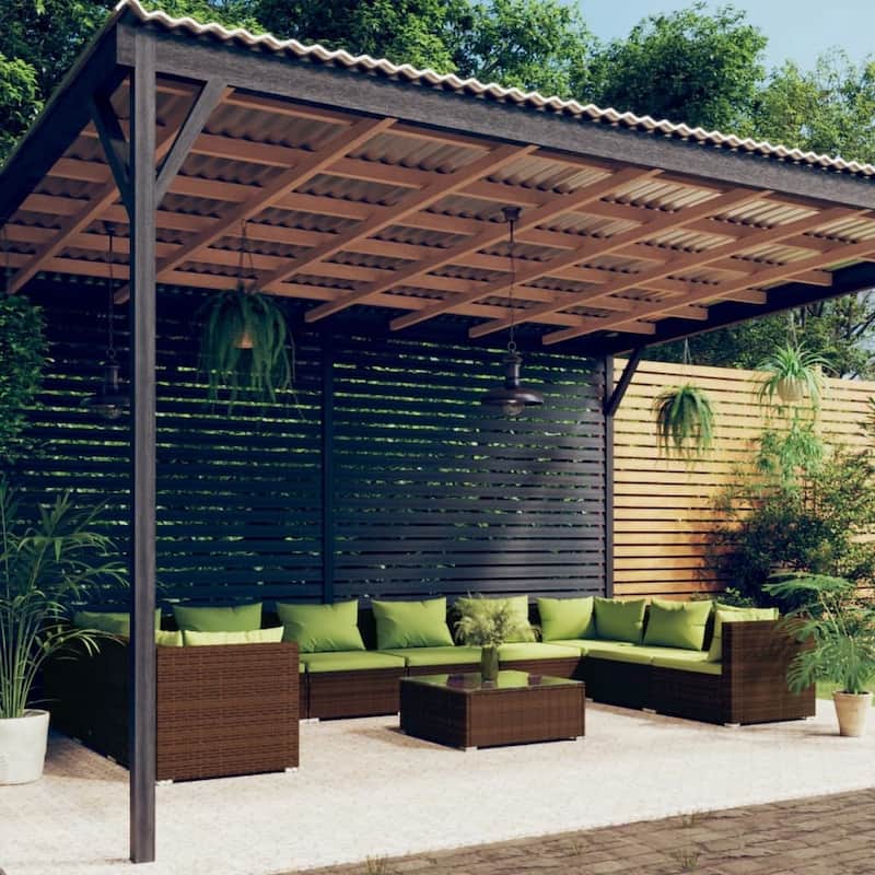 vidaXL Patio Lounge Set Outdoor Sectional Sofa Set Table Garden Poly Rattan - 27.6" x 27.6" x 23.8"