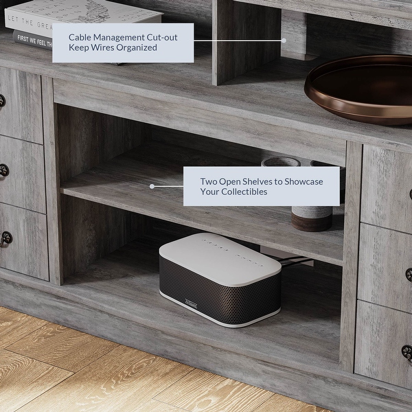 BELLEZE Stoneford 60 TV Stand Media Console Table Storage Grey Wash Grey Wash Bed Bath Beyond 35103334