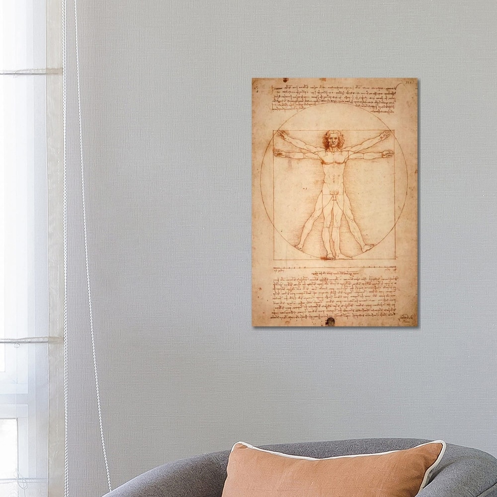 iCanvas "Vitruvian Man, c. 1490" by Leonardo da Vinci Canvas Print