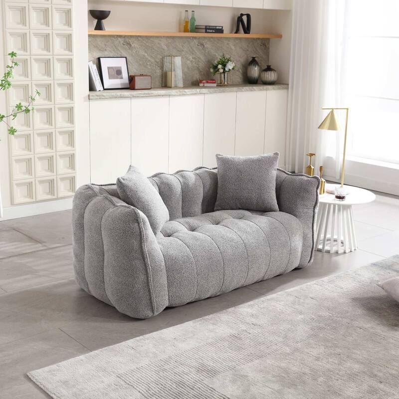 Soft Bean Bag Chair for Adults, Cozy Lazy Bean Bag Sofa, 2 Seat with Armrests for Home