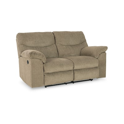 Tul 70 Inch Manual Recliner Loveseat, Soft Cushioned, Beige Brown Polyester
