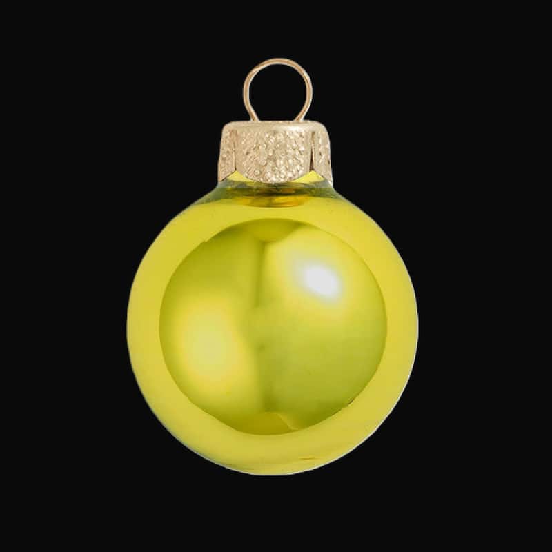 Small Shiny Finish Glass Christmas Ball Ornaments - 2" (50mm) - Soft Yellow - 28ct