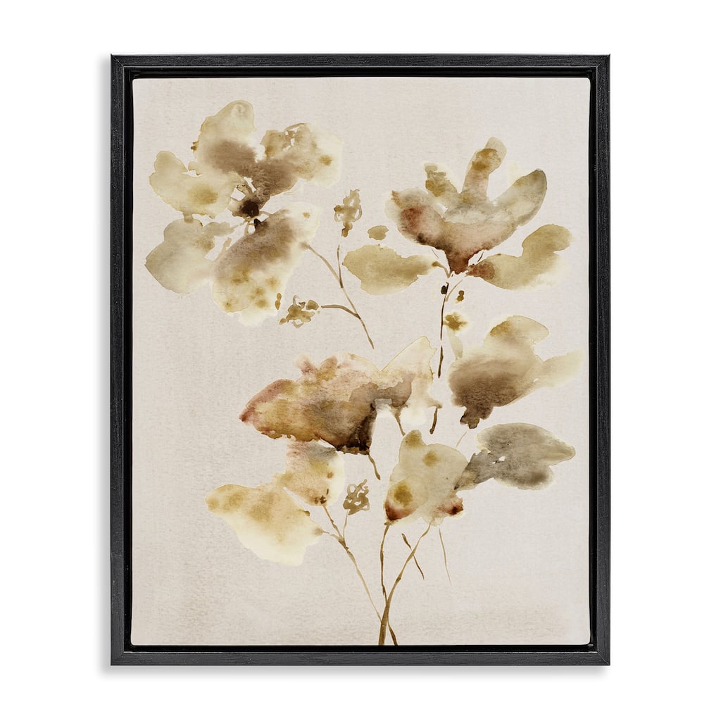 Stupell Neutral Dappled Flower Blossoms Framed Floater Canvas Wall Art Design By Krinlox