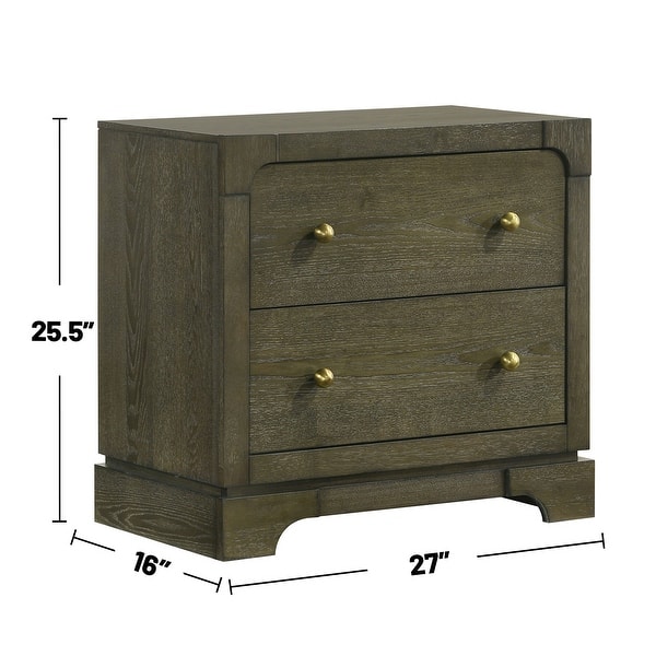 dimension image slide 2 of 3, 4-piece Queen Bedroom Set with Brass Knobs in Dark Cocoa