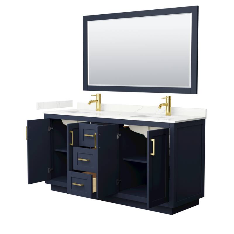 Miranda 66-inch Double Vanity, Quartz Top, 58-inch Mirror