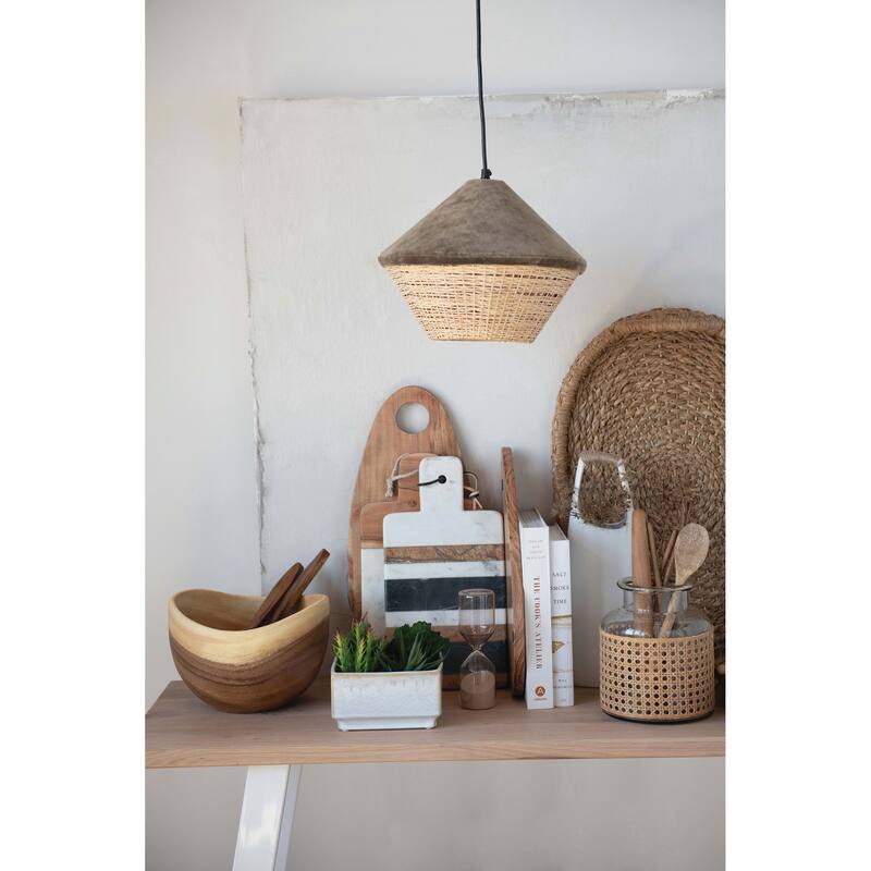 Decorative Handwoven 24" & 28" Oval Seagrass & Rattan Trays with Handles (Set of 2 Sizes)