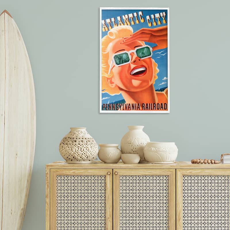 Stupell Atlantic City Vintage Woman Framed Giclee Art Design By Marcus Jules