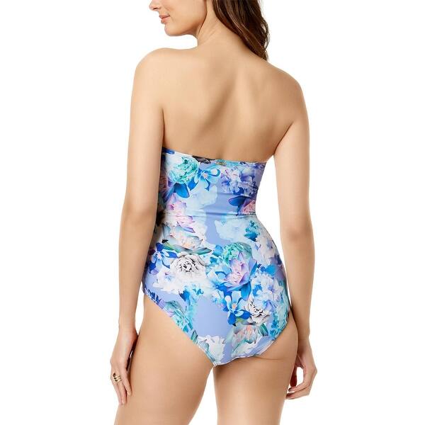 Shop Calvin Klein Floral Bandeau Tummy Control One Piece Swimsuit