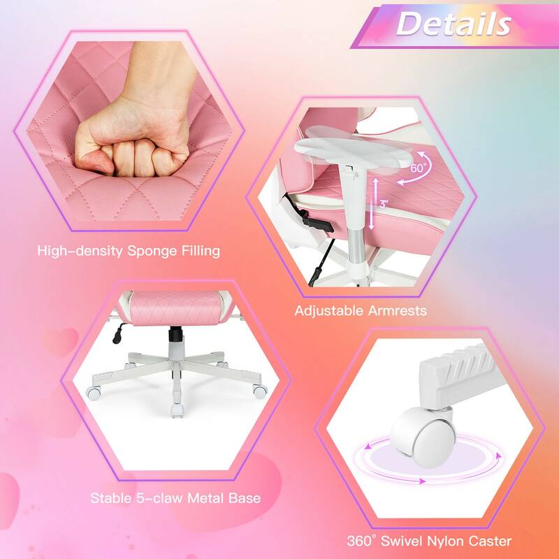 Gymax Gaming Chair Racing Style Adjustable Swivel Computer Office - See Details