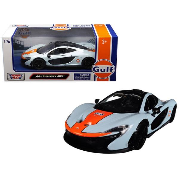Shop Mclaren P1 With Gulf Livery Light Blue With Orange Stripe 1