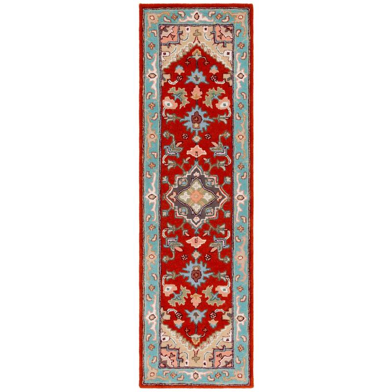SAFAVIEH Handmade Heritage Carrol Traditional Oriental Wool Rug - 2'3" x 8' Runner - Red/Blue