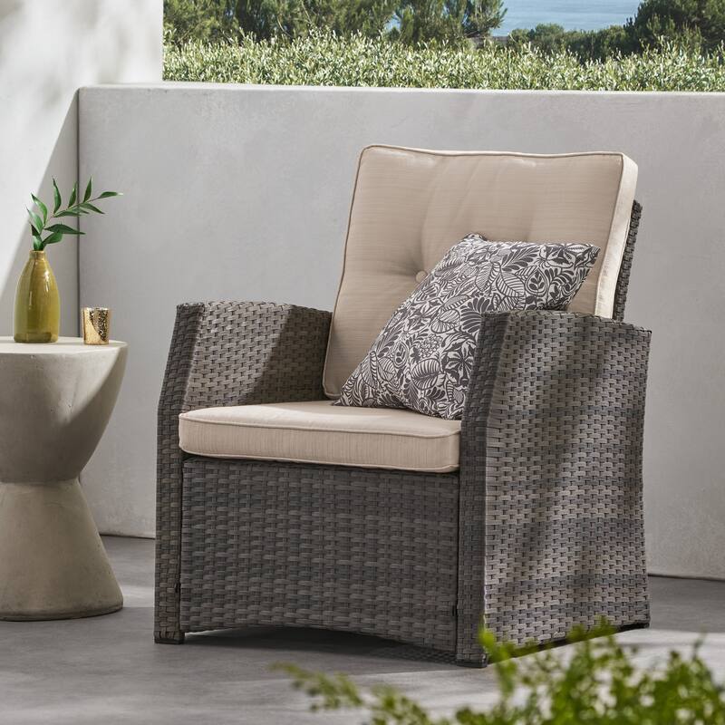 Roomfitters St Marta Outdoor Wicker Single Sofa Chair with Water Resistant Cushions, Patio Armchair - Single Unit
