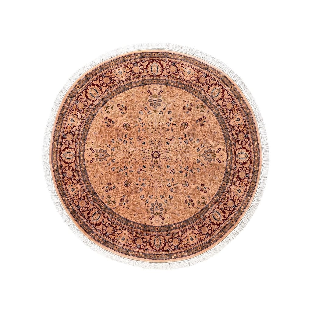 Overton Hand Knotted Wool Vintage Inspired Modern Contemporary Overdyed Pink Round Area Rug - 4' 1" x 4' 1"