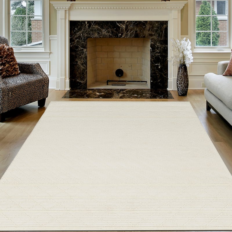 Admire Home Living Bellano Modern Cream Area Rug - Cream - 6' x 9'