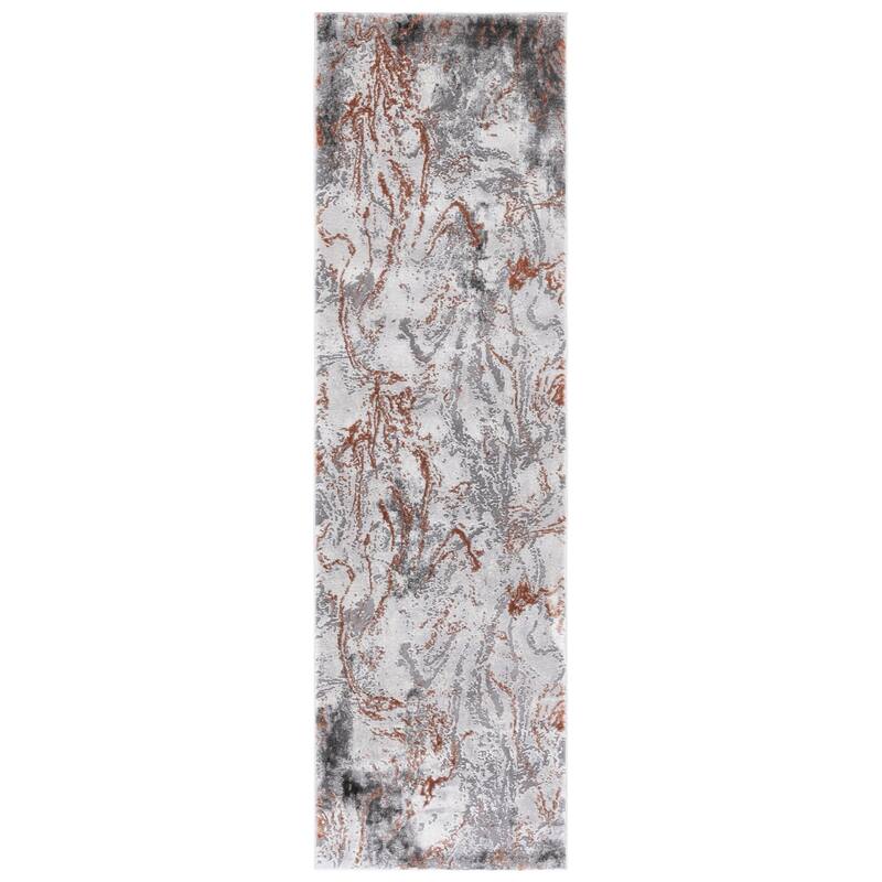 SAFAVIEH Craft Cupertina Modern & Contemporary Rug - 2'3" x 8' Runner - Grey/Orange