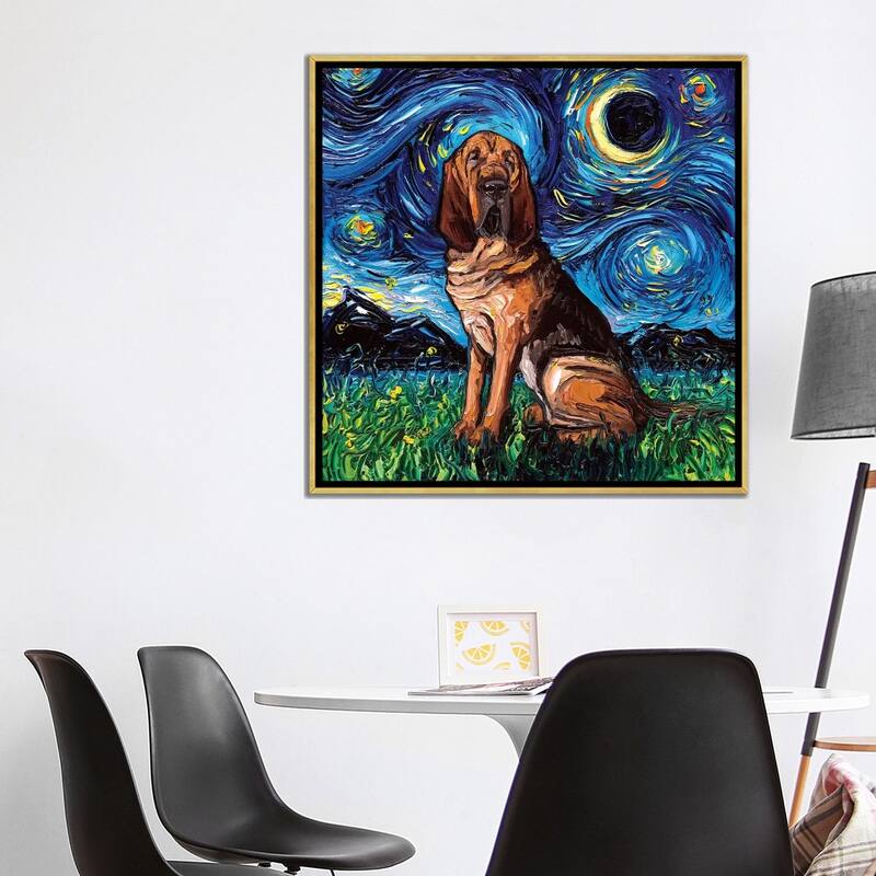 iCanvas "Bloodhound Night" by Aja Trier Framed Canvas Print