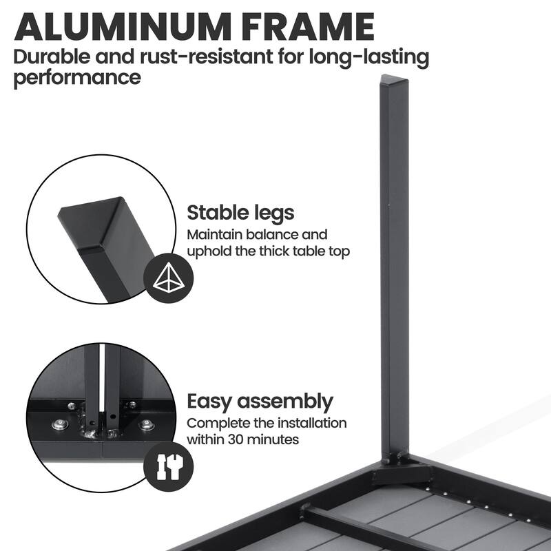 7/9-Piece Patio Outdoor Dining Set Stackable Chairs and Dining Table with Umbrella Hole