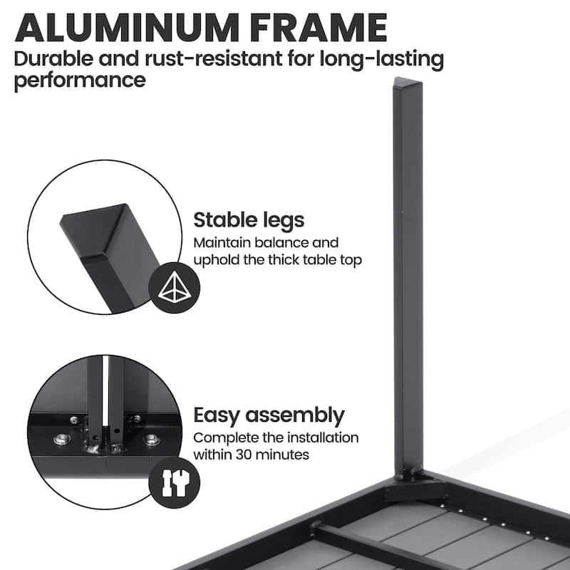 Outdoor Aluminum Patio Dining Table with Umbrella Hole
