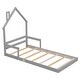 preview thumbnail 17 of 24, Twin Size Pine Wood House-Shaped Headboard Floor Bed with Handrails and Slats