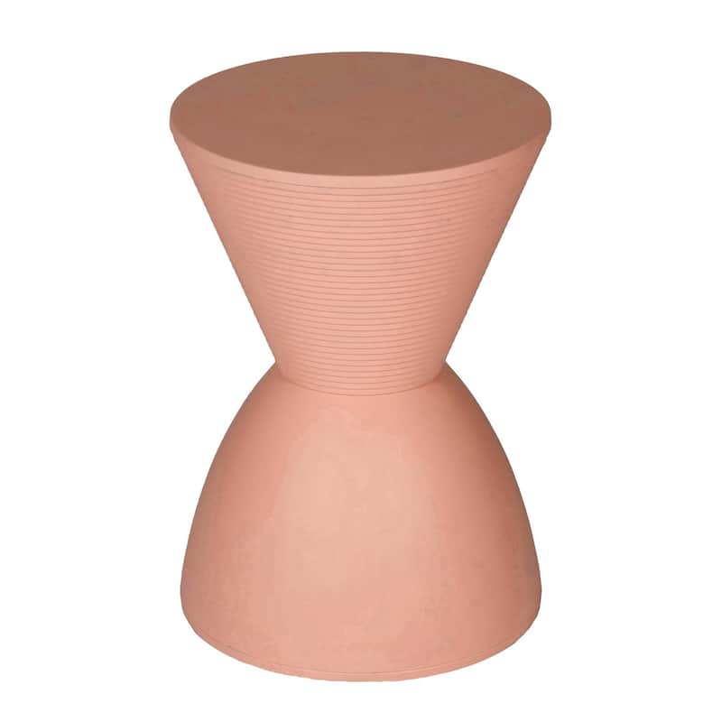 12 in. Pink Round Plastic End Table with Pedestal Base