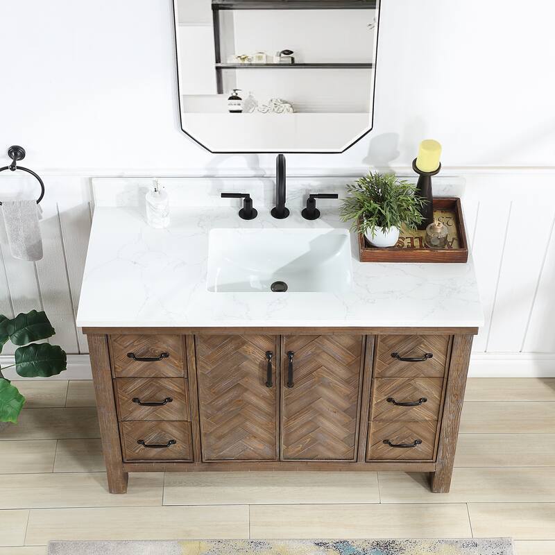 Javier Bath Vanity with Composite Stone Top without Mirror