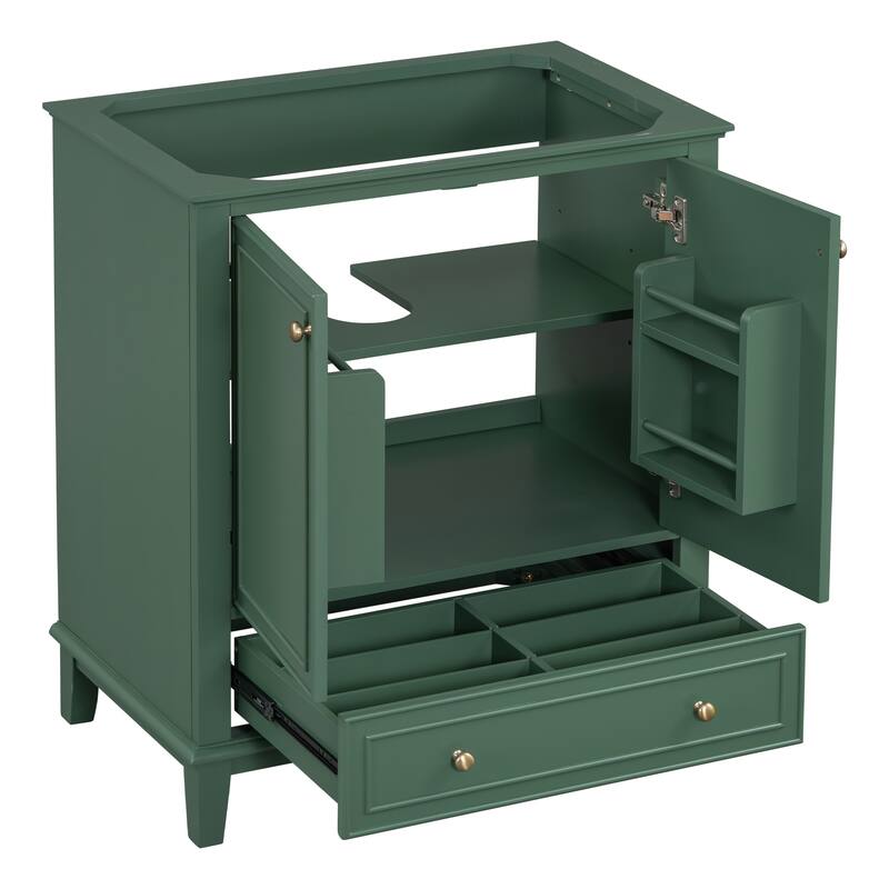 Roomfitters 30" Bathroom Vanity Base Only without Sink Multi-Functional Cabinet with Doors and Drawer MDF Frame
