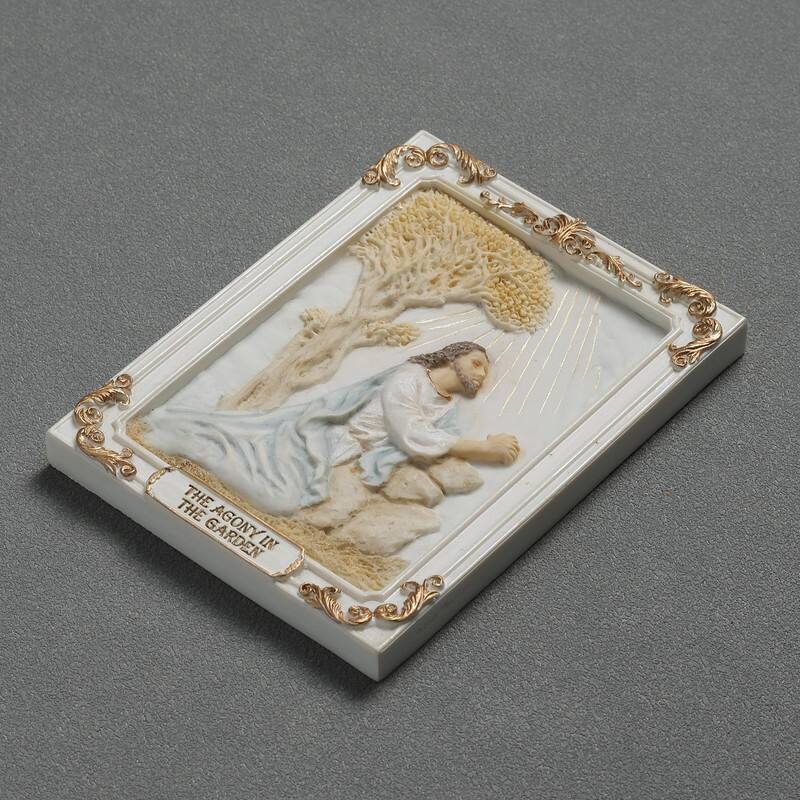 4.1 inches Length Polyresin Sorrowful Mysteries the Agony in the Garden White and Gold Finish Figurine