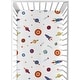 preview thumbnail 1 of 4, Sweet Jojo Designs Outer Space Themed Boy Fitted Crib Sheet Navy Blue Red Yellow Galaxy Moon Stars Planets Abstract Outerspace