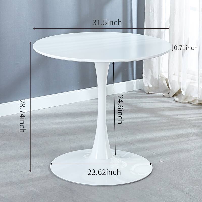 31.5"Black Tulip Table Mid-century Dining Table for 2-4 people With Round Mdf Table Top, Pedestal Dining Table