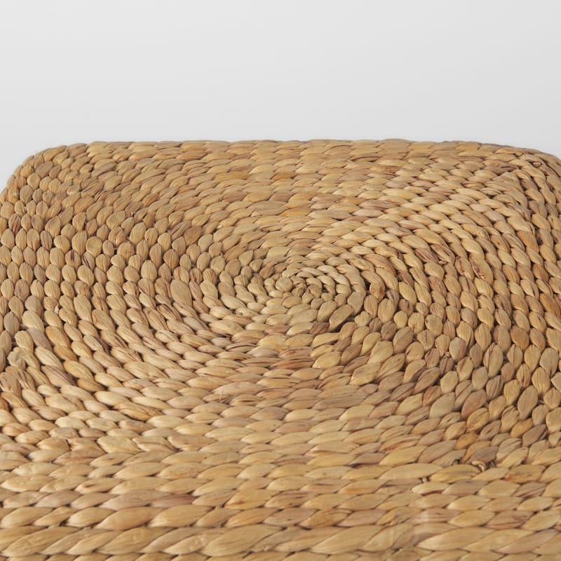 Mercana "Maya" Brown Striped Seagrass Round Coffee Table Pouf
