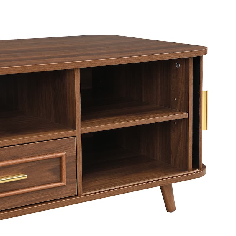 Christopher Knight Home - Arlo Mid-Century Modern Coffee Table with Tambour Doors and 6-Compartment Storage Drawer
