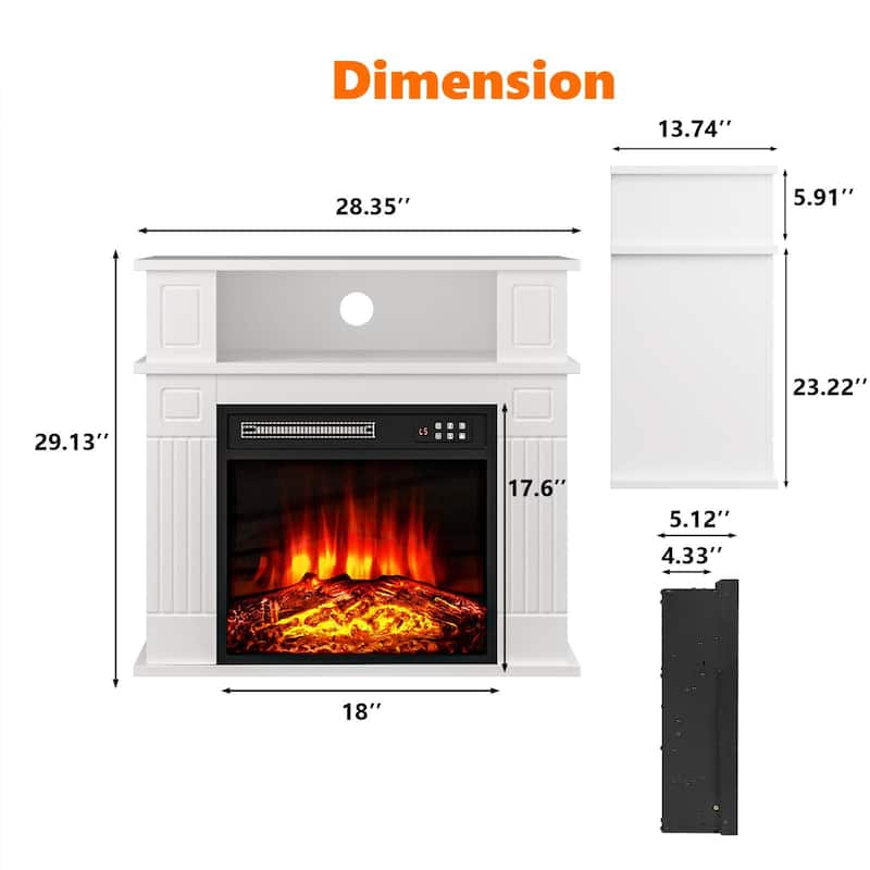 BOSSIN 43" Electric Fireplace with Mantel, 23 inch Electric Fireplace Insert,Freestanding TV Stand with Fireplace Wooden Firebox