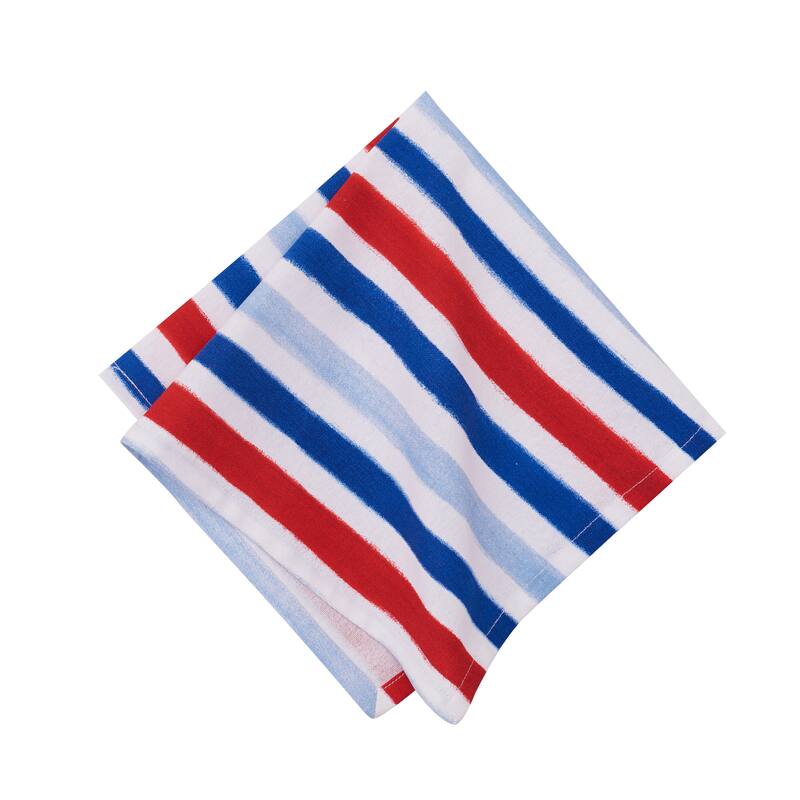 Watercolor Patriotic Stripe 4th of July Cotton Napkin Set of 6