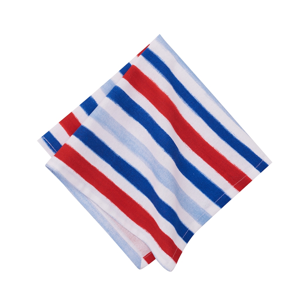 Watercolor Patriotic Stripe 4th of July Cotton Napkin Set of 6