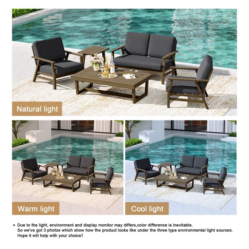 5-Piece Teak Outdoor Conversation Set with Tables.