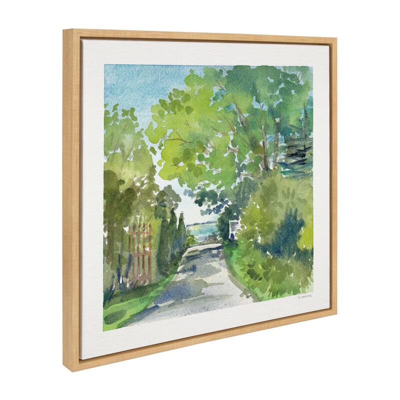 Kate and Laurel Sylvie The Lane and Sea Framed Canvas by Patricia Shaw - 22x22 - Plastic - Natural
