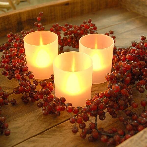 Shop Set Of 6 Battery Operated Amber Led Lights In Frosted Votive