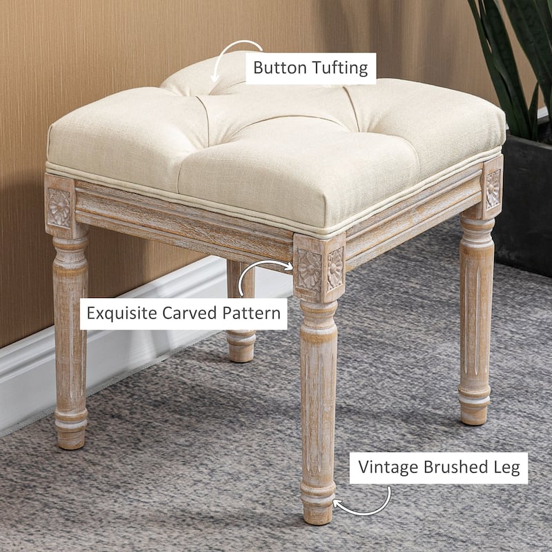 16" Vintage Ottoman - Beige
