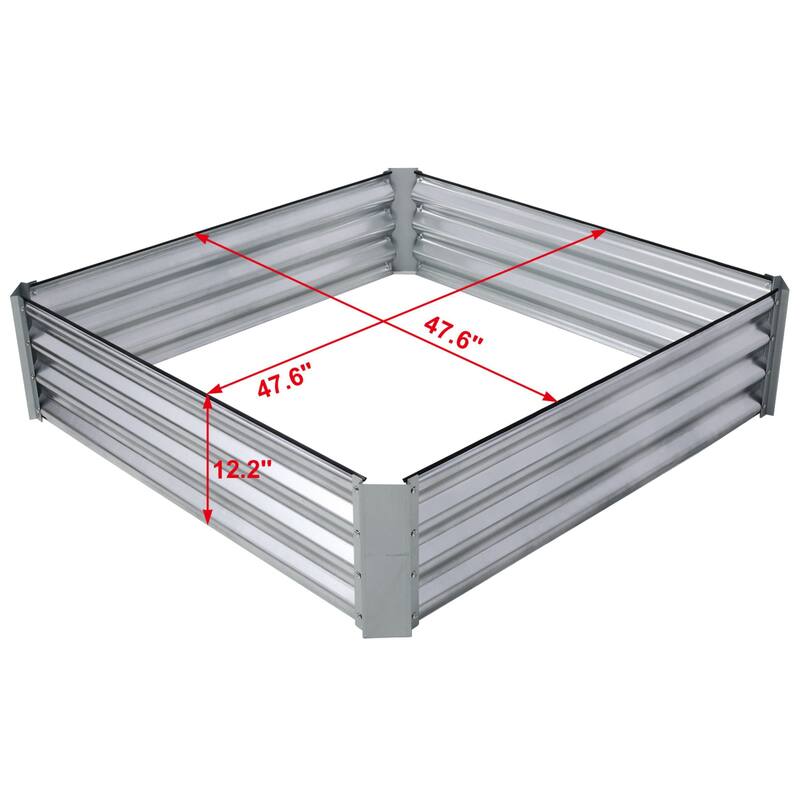 4x4x1ft Square Elevated Outdoor Galvanized Planter Pot