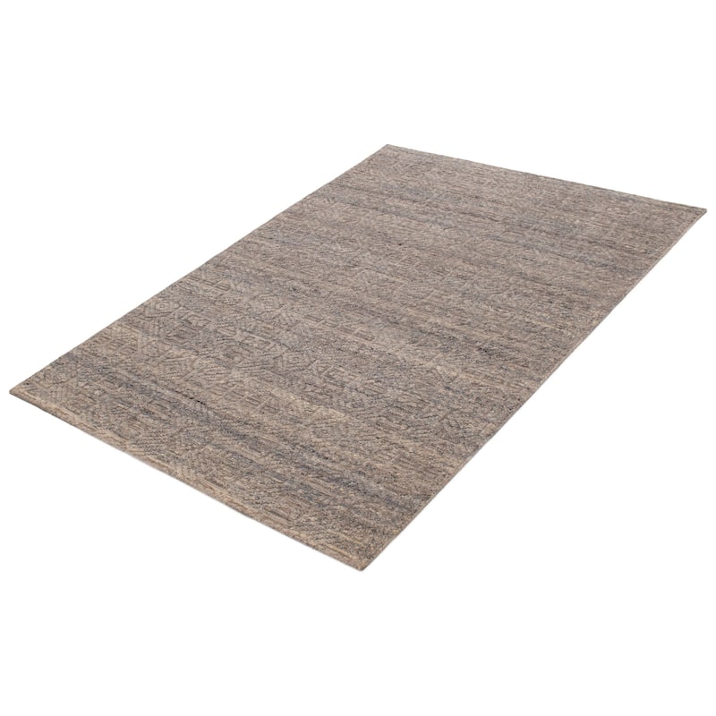 ECARPETGALLERY Hand-knotted Tangier Grey Wool Rug - 5'4 x 7'8