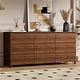 preview thumbnail 7 of 10, FURNIWAY Walnut Drawer Tall Dresser, Modern Chest with Hidden Handles, Storage Organizer