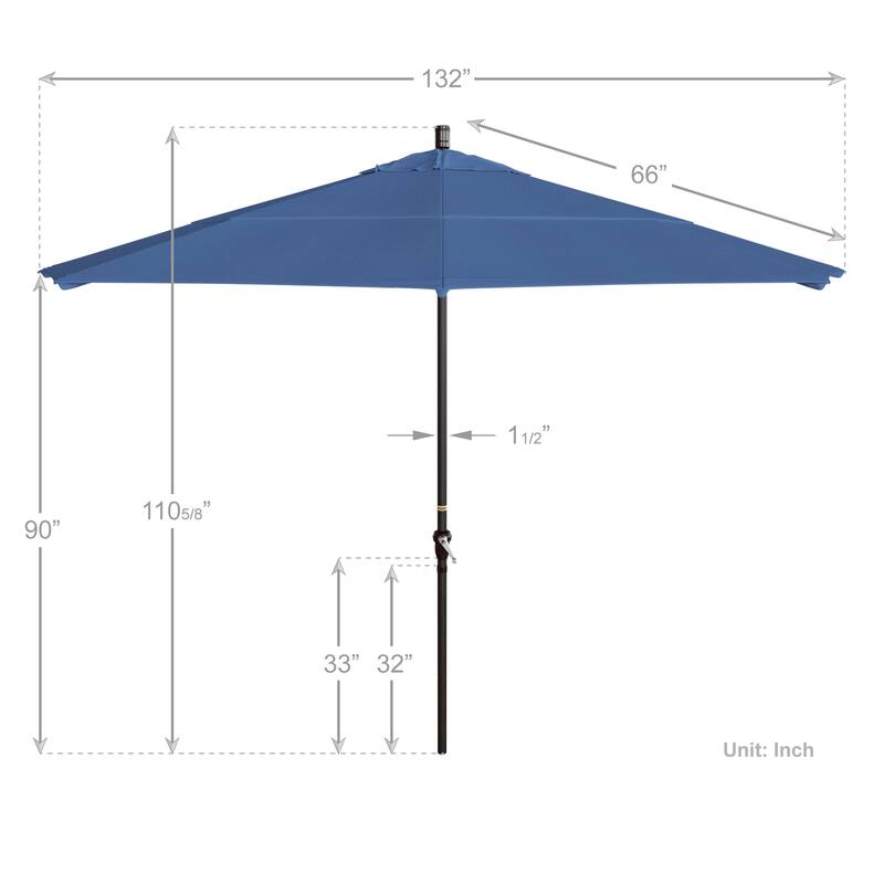 California Umbrella 11' Round Aluminum Crank Open Auto Tlit Patio Umbrella, Bronze Finish, Double Wind Vent.