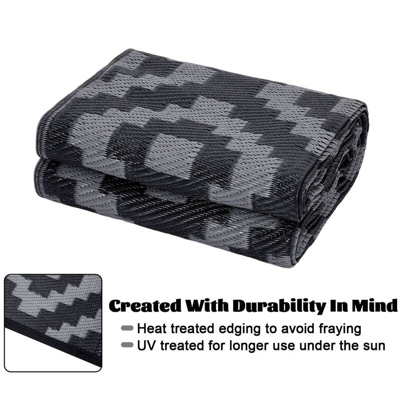 Outdoor Rug Waterproof Plastic Straw Rug Reversible Rug for Patios Decks Porch Camper Balcony Backyard
