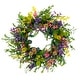 preview thumbnail 1 of 1, Puleo International 24" Artificial Eucalyptus Floral Spring Door Wreath with Berries, Multicolor